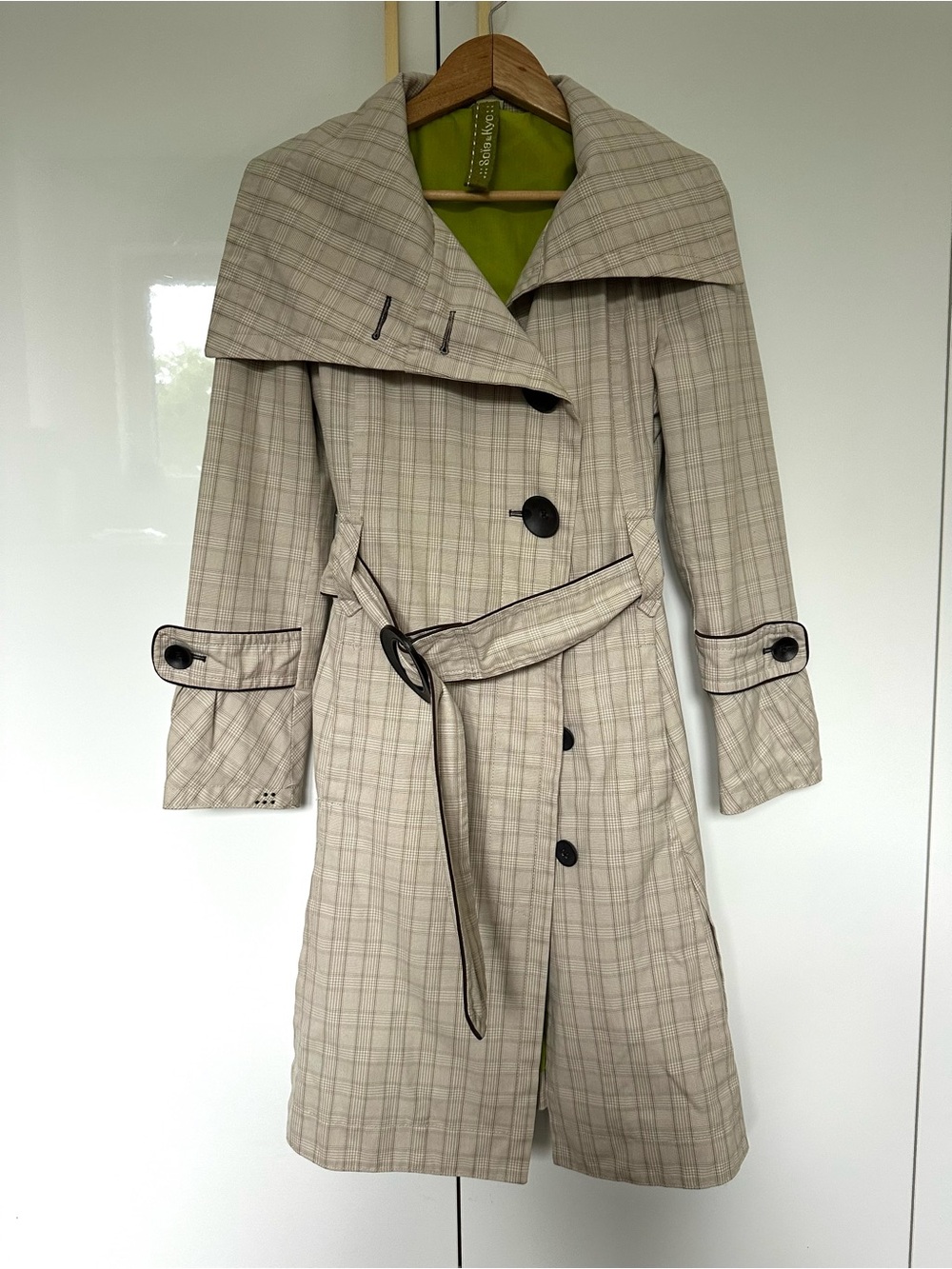 Soia & Kyo belted trench coat plaid Medium - Picture 2 of 9